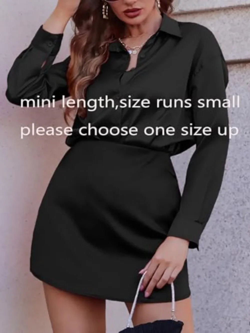 Zeagoo Mini Skirt High Waist A-Line Satin Zip Party Club